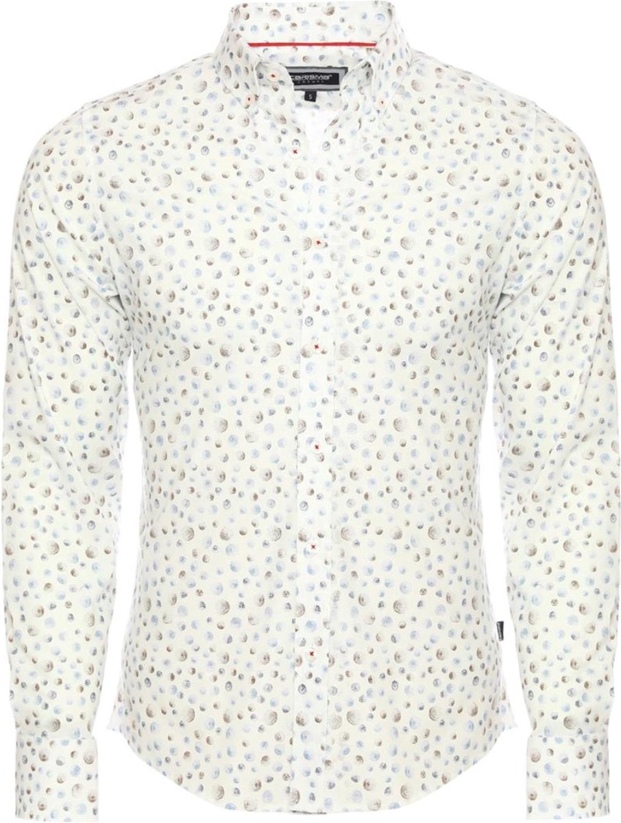 Wit Overhemd Met Schelp Motief Slim Fit 8479 Carisma - XL