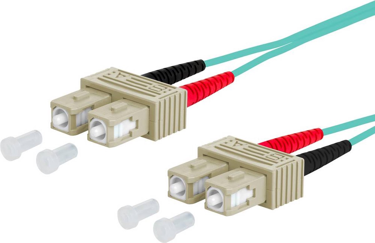 Image of Metz Connect 151J1EOEO20E Glasvezel Optische vezel Aansluitkabel 2.00 m Turquoise [2x SC-stekker - 2x SC-stekker] 50/12