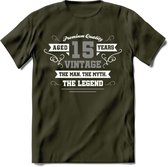 15 Jaar Legend T-Shirt | Zilver - Wit | Grappig Verjaardag en Feest Cadeau | Dames - Heren - Unisex | Kleding Kado | - Leger Groen - XXL