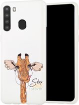 Samsung Galaxy A21 Wit siliconen hoesje Girafje stay teenager forever