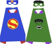 Superhelden Set Van 2 - Superman Pak - Hulk Pak - Verkleedkleding - Verkleedpak - Verkleedkleren Jongen - Verkleedkleren Meisje - Kostuum - Halloween kostuum -