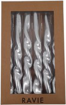 Ravie - Gedraaide diner kaarsen set 6 stuks - Zilver
