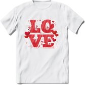 Love - Valentijn T-Shirt | Grappig Valentijnsdag Cadeautje voor Hem en Haar | Dames - Heren - Unisex | Kleding Cadeau | - Wit - XXL