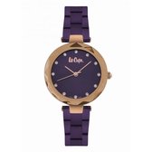 Lee Cooper LC06608.480 - Horloge - Analoog - Dames - Vrouwen - Stalen band - Rosé-Goudkleurig - Paars