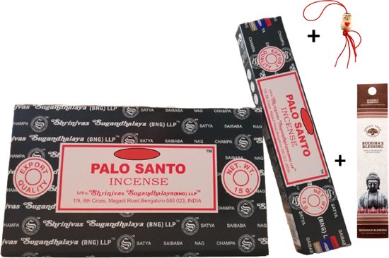 2 pakjes met 15 gram - Wierook - Wierookstokjes - Incense sticks - Palo Santo - Heilig Hout + 5 Mini Wierookstokjes + Gelukspoppetje