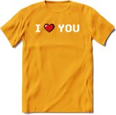 I Love You - Valentijn T-Shirt | Grappig Valentijnsdag Cadeautje voor Hem en Haar | Dames - Heren - Unisex | Kleding Cadeau | - Geel - L