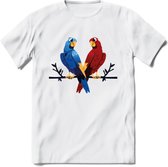 Lovebirds - Valentijn T-Shirt | Grappig Valentijnsdag Cadeautje voor Hem en Haar | Dames - Heren - Unisex | Kleding Cadeau | - Wit - 3XL