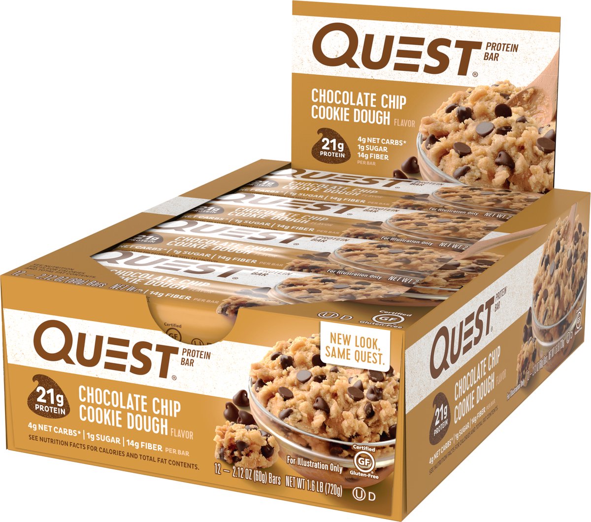Quest Nutrition Quest Bar - Eiwitreep - 1 doos (12 eiwitrepen) - Chocolade Chip Cookie Dough