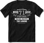 71 Jaar Legend T-Shirt | Zilver - Wit | Grappig Verjaardag en Feest Cadeau | Dames - Heren - Unisex | Kleding Kado | - Zwart - XL