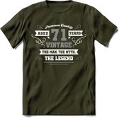 71 Jaar Legend T-Shirt | Zilver - Wit | Grappig Verjaardag en Feest Cadeau | Dames - Heren - Unisex | Kleding Kado | - Leger Groen - M