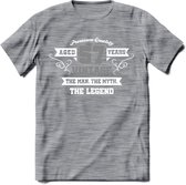 57 Jaar Legend T-Shirt | Zilver - Wit | Grappig Verjaardag en Feest Cadeau | Dames - Heren - Unisex | Kleding Kado | - Donker Grijs - Gemaleerd - XXL