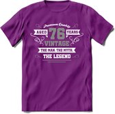 76 Jaar Legend T-Shirt | Zilver - Wit | Grappig Verjaardag en Feest Cadeau | Dames - Heren - Unisex | Kleding Kado | - Paars - XXL