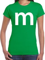 Letter M verkleed/ carnaval t-shirt groen voor dames - M en M carnavalskleding / feest shirt kleding / kostuum XL