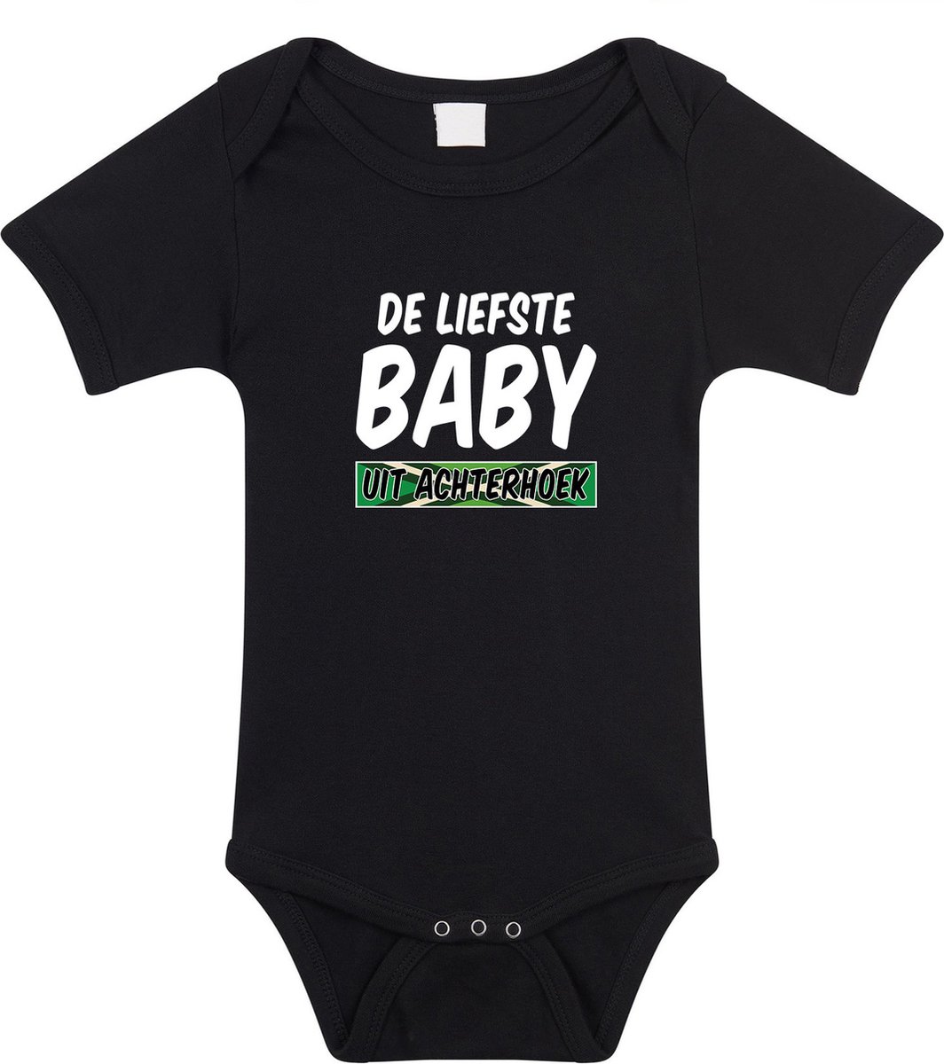 Liefste baby uit Achterhoek baby rompertje zwart jongens en meisjes - Kraamcadeau - Babykleding - Achterhoek provincie romper 68