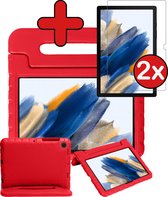 Samsung Tab A8 Cover Kinder Case Kids Case with 2x Screen Protector Glas - Samsung Galaxy Tab A8 2021 Cover Child Friendly (10.5 inch) - Rouge