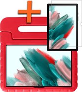 Samsung Galaxy Tab A8 Hoes Kids Case Rood Met Screenprotector Beschermglas - Samsung Tab A8 Kinderhoes Cover Rood