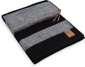 Knit Factory Roxx Gebreid Plaid - Woondeken - plaid - Wollen deken - Kleed - Zwart/Licht Grijs - 160x130 cm