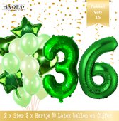 Cijfer Ballon 36 Jaar Groen Forrest Green Boeket * Hoera 36 Jaar Verjaardag Decoratie Set van 15 Ballonnen * 80 cm Verjaardag Nummer Ballon * Snoes * Verjaardag Versiering * Kinderfeestje * Forrest Green* Nummer Ballon 36 * Groen