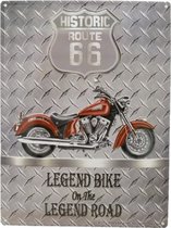 Wandbord - Historic Route 66 - Motor Indian