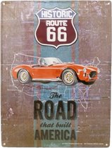 Wandbord - Historic Route 66 - Ford Shelby Cobra