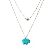 Handgemaakte ketting met Turquoise steen howlite-olifant 21x16mm