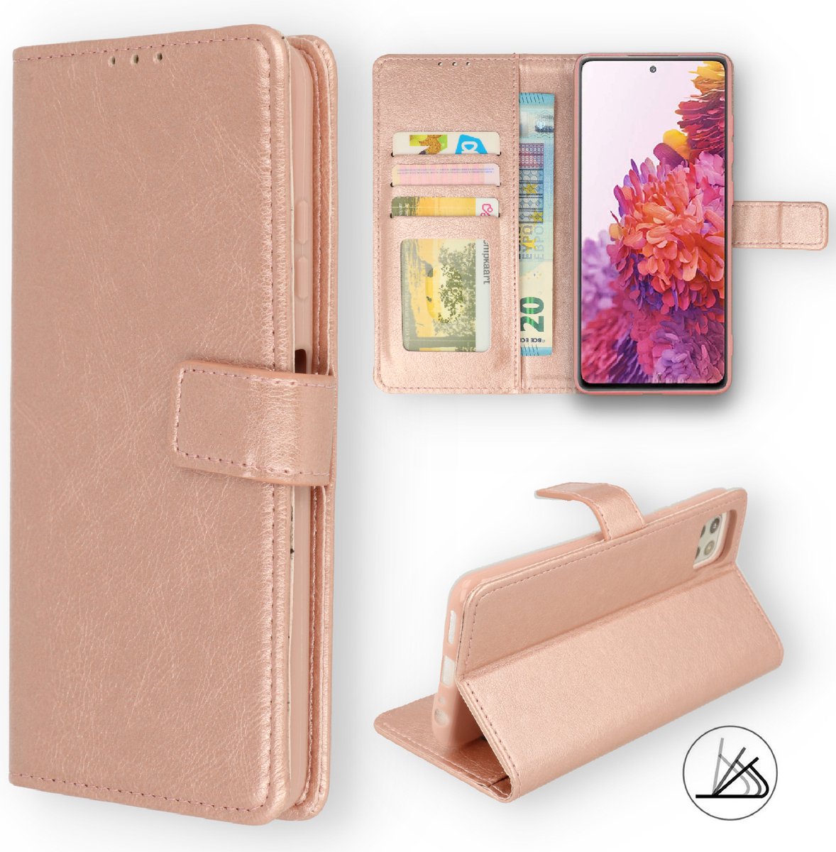 HB Hoesje Geschikt voor Samsung Galaxy S21 FE - Roségoud - Portemonnee Book Case - Pasjeshouder en Magneetlipje