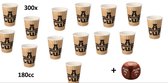 300x Koffiebeker karton A Hot Cup 180ml + dobbelsteen - Koffie thee chocomel soep drank water beker karton