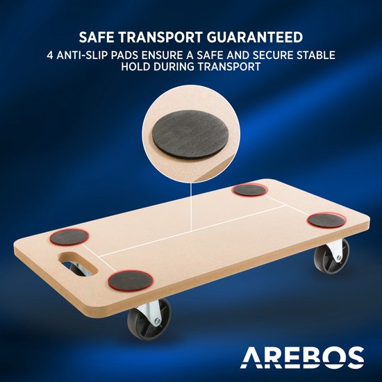 AREBOS 2x Meubelroller - Meubeltransporter - Transporthulp - Meubelverplaatser - Meubelglijders - 200 kg - Arebos