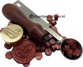 SET Smeltlepel & Stempel voor het maken van Waxzegels & lakzegels - Ringen (2) - Incl. 20 waxzegels rood