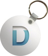 Sleutelhanger - Een illustratie van de letter D in het blauw-wit - Plastic - Rond - Uitdeelcadeautjes