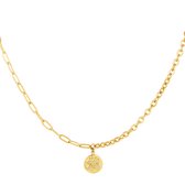 Yehwang goudkleurige ketting - Geluksdag - Klavertje vier - Klaver 4 - met zirkoonstenen - Goud