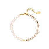 Roestvrij stalen armband parels - Goud