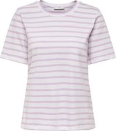 Only T-shirt Onlonly Life S/s Stripe Tee Jrs 15251826 White/ Orchid Bloom Dames Maat - XS