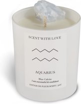 Scent With Love - Sterrenbeeld geurkaars in glas met kristal - Zodiac candle aquarius - Wit - Vegan kaars - Luxewoondecoratie.nl