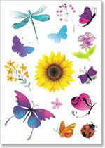 Tattoo happy spring season - plaktattoo - tijdelijke tattoo - 14.8 cm x 10.5 cm (L x B)