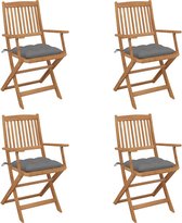 Decoways - Tuinstoelen 4 stuks inklapbaar met kussens massief acaciahout
