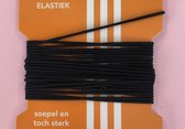 koordelastiek, rond 1,5mm dik, hoeden elastiek, 5 meter, zwart