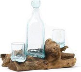 Gesmolten Glas op Houten Stronk - Whisky Set - Handgemaakt
