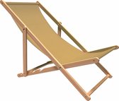 Strandstoel Holtaz - Inklapbaar - Hout - Comfortabele zonnebed - ligbed met verstelbare lighoogte - houten frame met stoffen - Beige