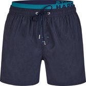 Happy Shorts Zwemshort Effen Navy met Letter Waistband - Maat  S - Zwembroek