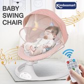 Kimbosmart Baby schommelstoeltjes - babyschommel - wipstoeltje - 5 schommelsnelheden - met speeltjes en klamboe - 65 x 65 x 71.5cm - Roze- Outlet