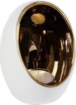 Luxewoondecoratie - Marrakech Egg kaarsenhouder - Wit - Goud - Rond - 11.5x15cm