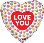 Coeur de ballon en aluminium "Je t'aime" conversation