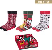 Disney Mickey en Minnie Mouse Kerst Sokken Giftbox - Maat 36-41