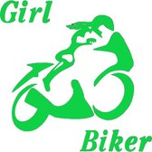 Girl biker sticker voor op de auto - Auto stickers - Auto accessories - Stickers volwassenen - 12 x 12 cm Groen