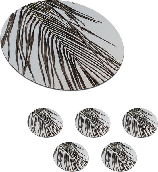 Sous-verres pour verres - Rond - Été - Feuille - Palmier - 10x10 cm - Sous-verres en verre - 6 pièces