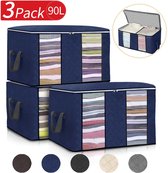 Grijs - 3 stuks Non-woven Stoffen Kast Organizer - Opvouwbare Kleding Opbergtas - Draagbare Slaapkamer Quilt Deken Stofdichte Opbergdozen