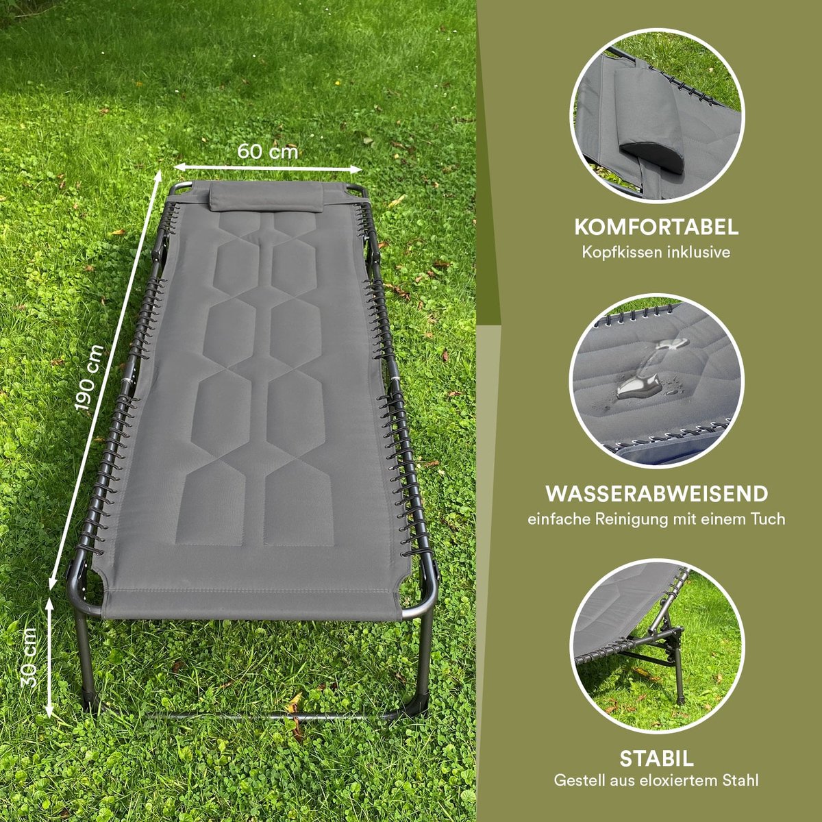 Traxis Flat-Bed Kampeerbed - Opvouwbaar - Ligbed - Veldbed - Visbed - Verstelbaar - Karper Stretcher - Bedchair - Groen