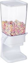 distributeur de cornflakes relaxdays 6 litres - simple - machine à bonbons - distributeur de muesli - blanc debout