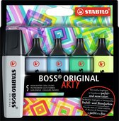 STABILO BOSS ORIGINAL - Markeerstift - ARTY Etui Met 5 Kleuren - 'Coole Kleuren'